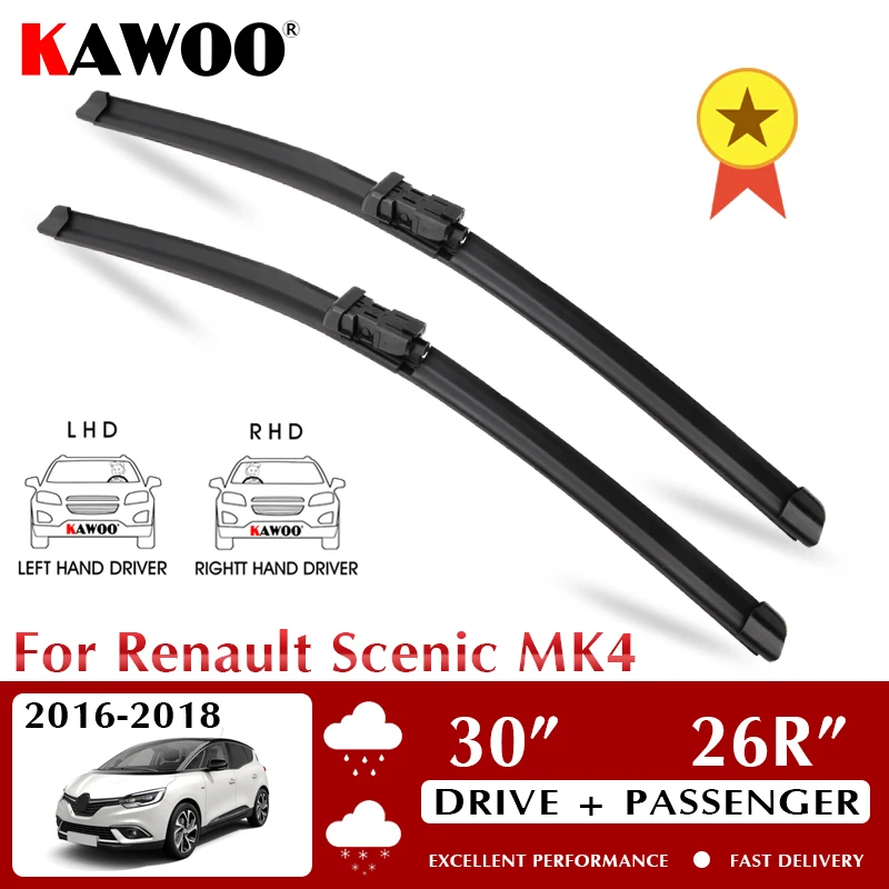 

KAWOO Wiper Car Wiper Blades For Renault Scenic MK4 2016-2018 Windshield Windscreen Front Window Accessories 30"+26"R LHDRHD