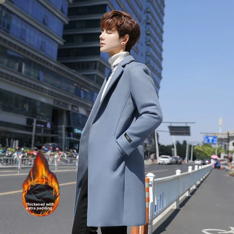 

Fashionable Loose Men's Woolen Coat New Style Hong Kong Style Large Size Tailored Trendy Windbreaker Slim Fit Cotton Coat