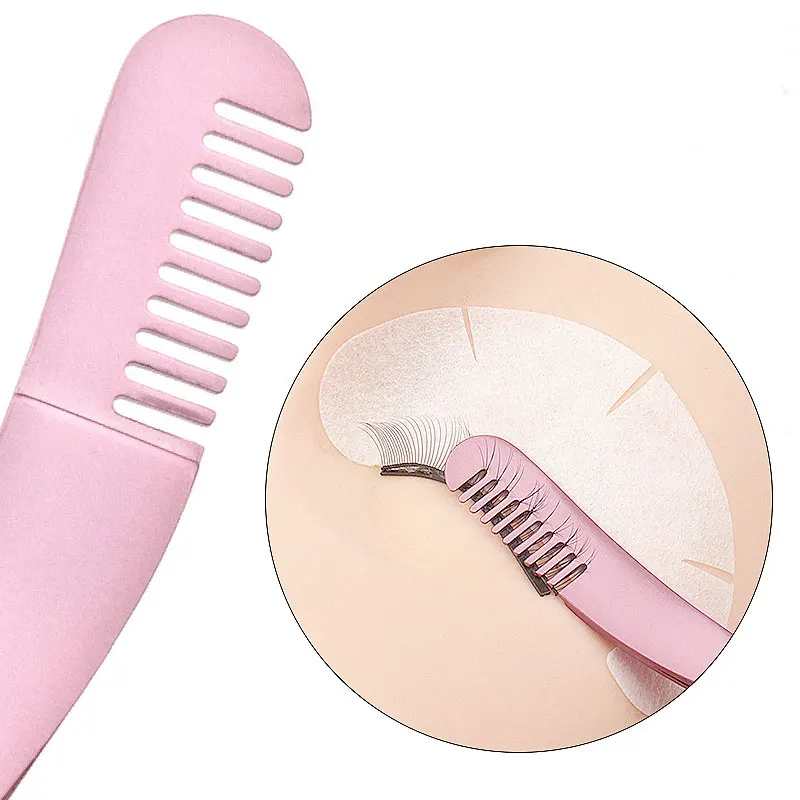 1 PC Eyelash Comb Tweezers Stainless Steel Non-magnetic Pincet Volume 3D Lashes Extension Tweezers Makeup Tools