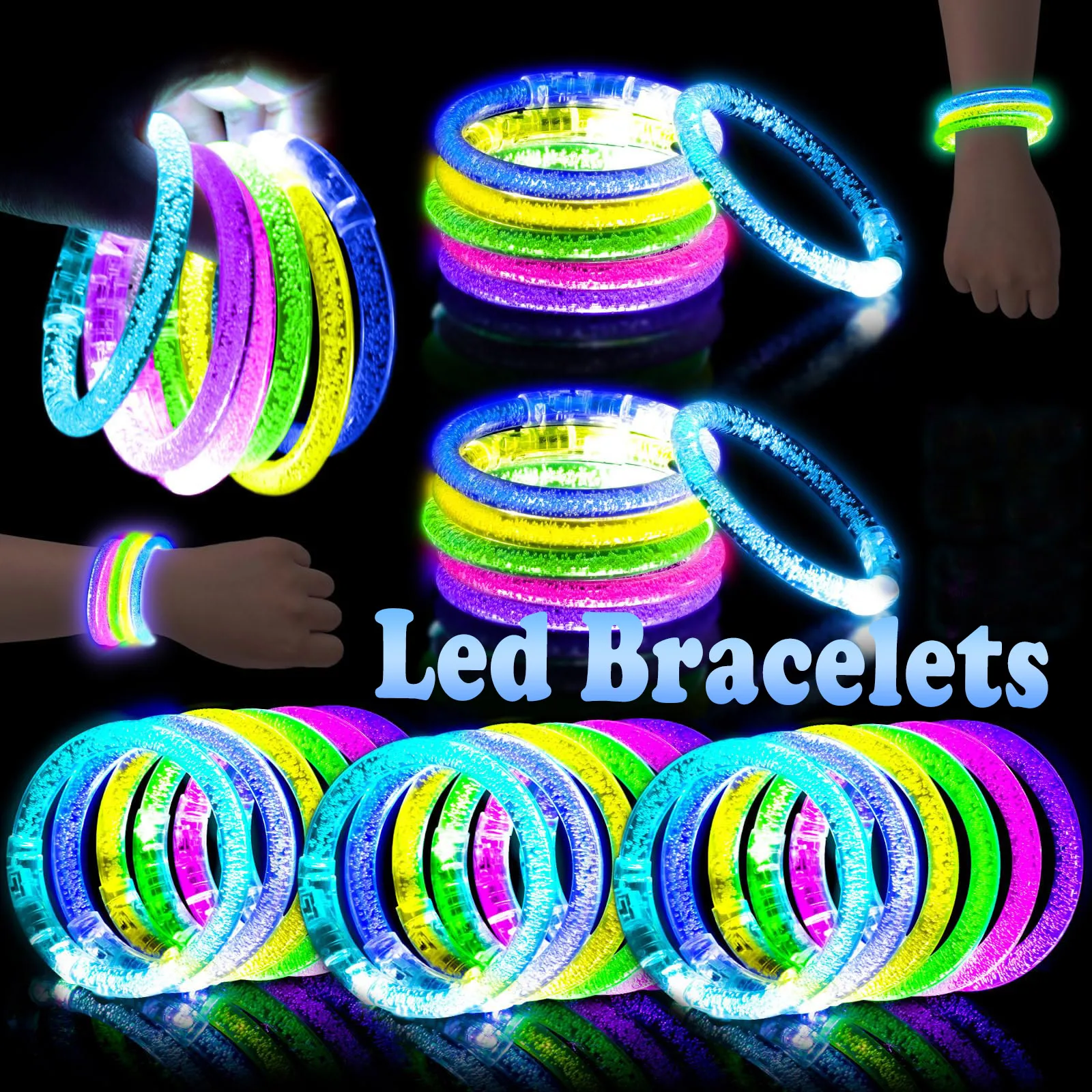 LED Light Up Bracelets Light Bracelets Glow Bracelets Glow In the Dark Party Supplies for Neon Party Supplies Concerts