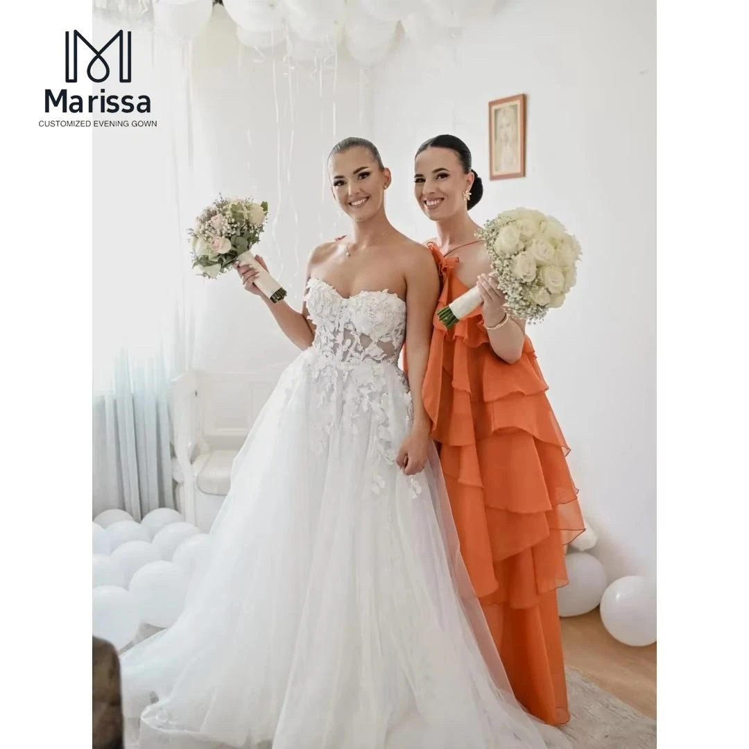 Marissa A-line Tulle Elegant Prom Dresses 2025 Lace Print Custom Made Ball Gown Wedding Party Dress Off-shoulder Evening Woman