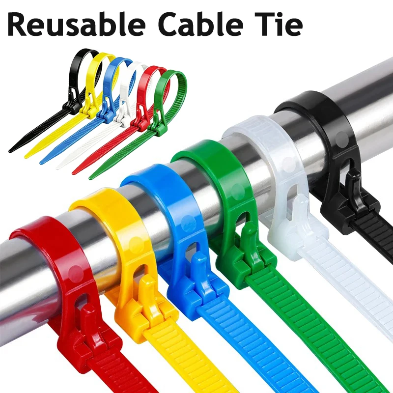 100pcs Colorful Plastic Cable Zip Ties 3.6mm X 150mm Reusable Nylon Adjustable Loose Slipknot Recyclable Detachable Bundling
