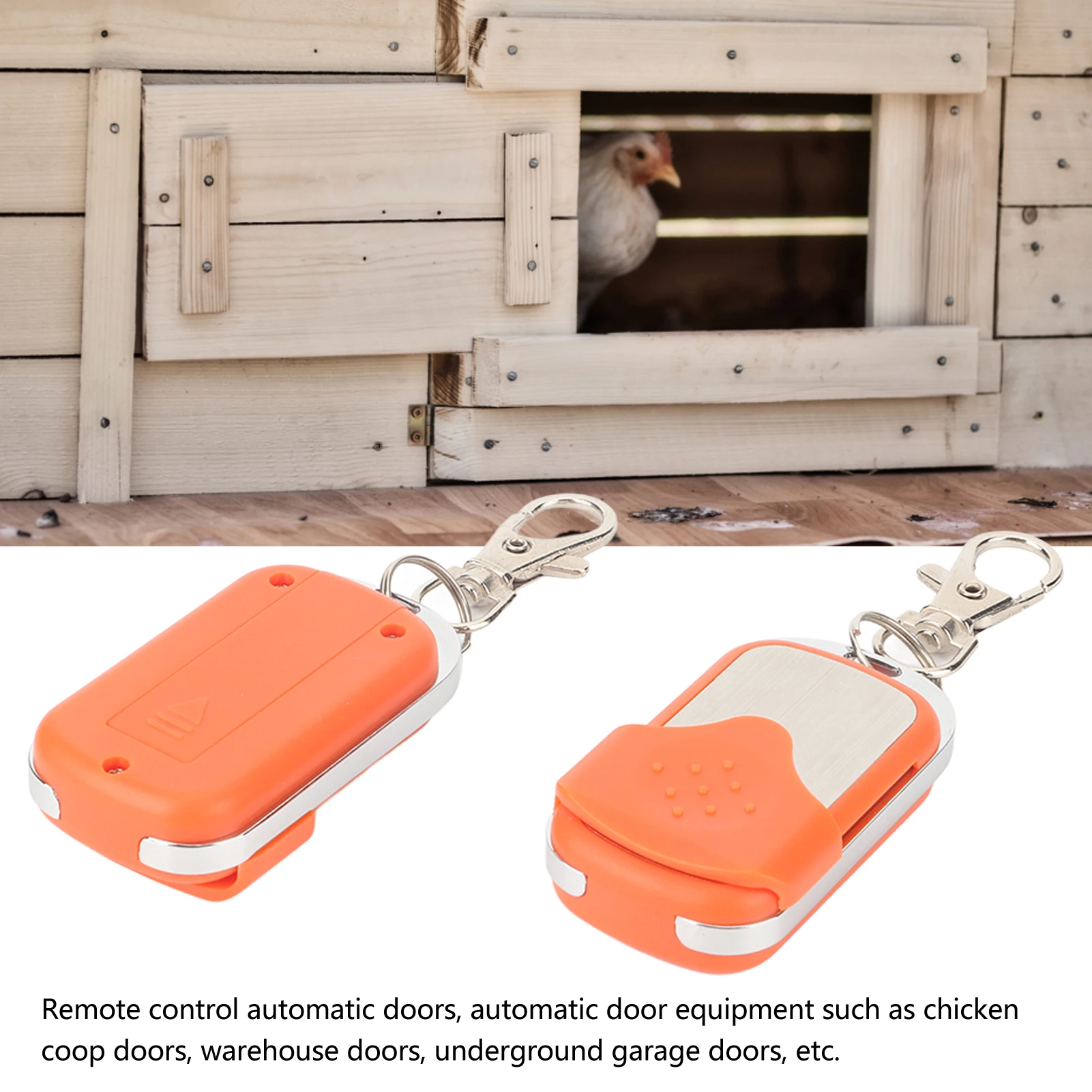 Electric Gate Remote Control ABS Zinc Alloy Keychain Sensitive 433.92MHz Convenient Door Remote Control for Chicken Coop Door