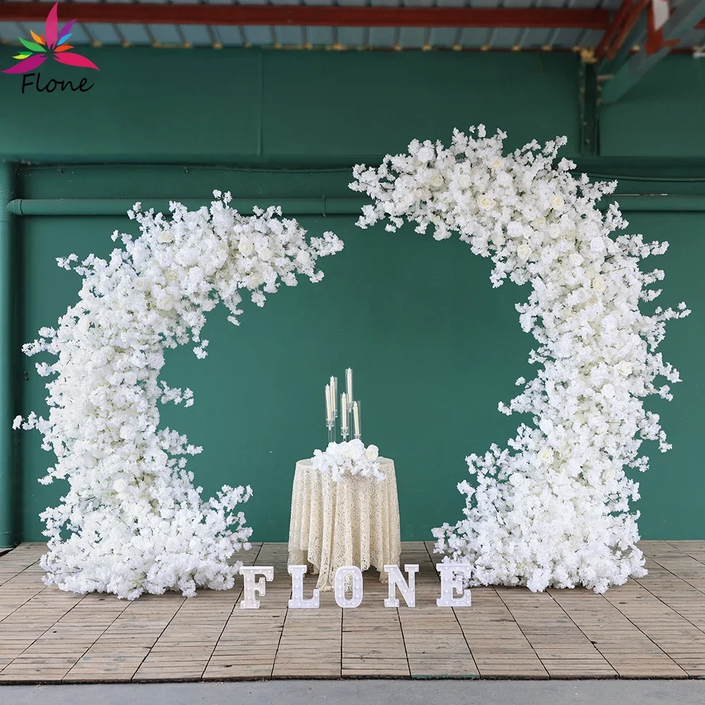 Crescent Moon Artificial Cherry Blossom Flowers Arrangement Wedding Backdrop Decoration High-end Sztuczne Kwiaty Decor HY2406