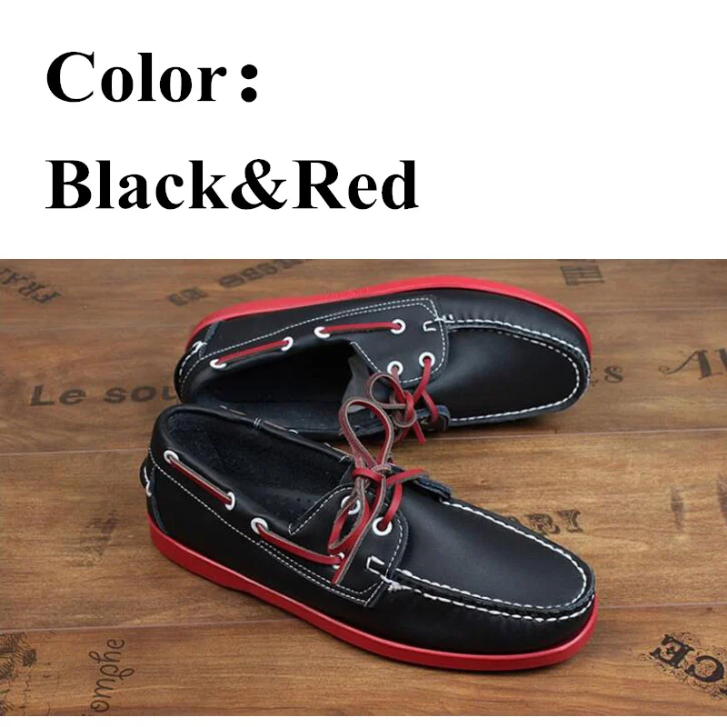 Men Boat Shoes Genuine Leather Sneakers Women Loafers Driving Fashion Handmade England Flat Casual Board Shoes Lace up