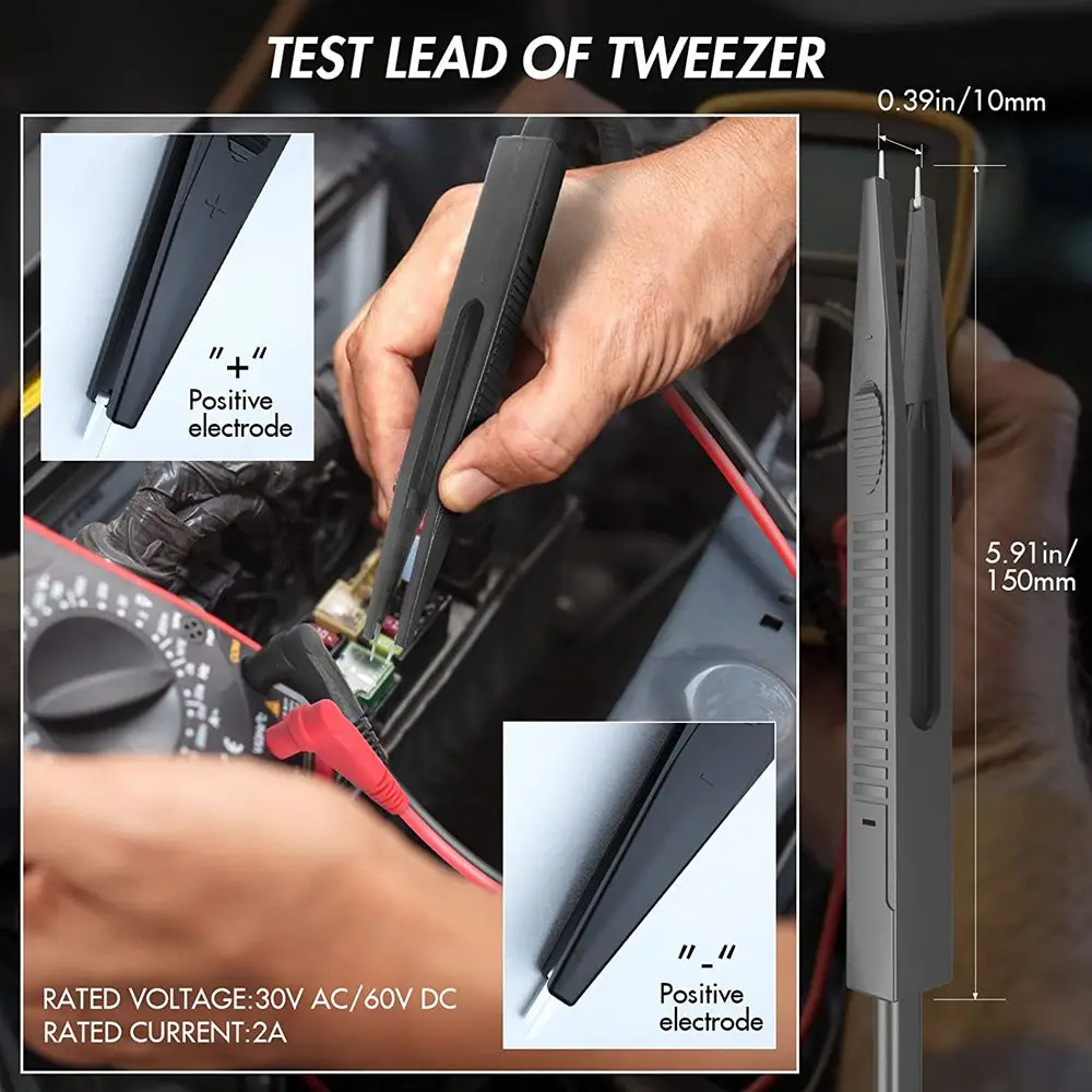 Multimeter Test Lead Kit, Test Lead with Crocodile Clip Stackable Banana Plug Test Hook, Multimeter Probe and Back Probe