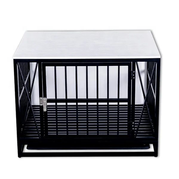 Furniture Style Dog Crate End Table with Cushion Wooden Wire Pet Kennels with Double Doors Large Dog House Indoor Use