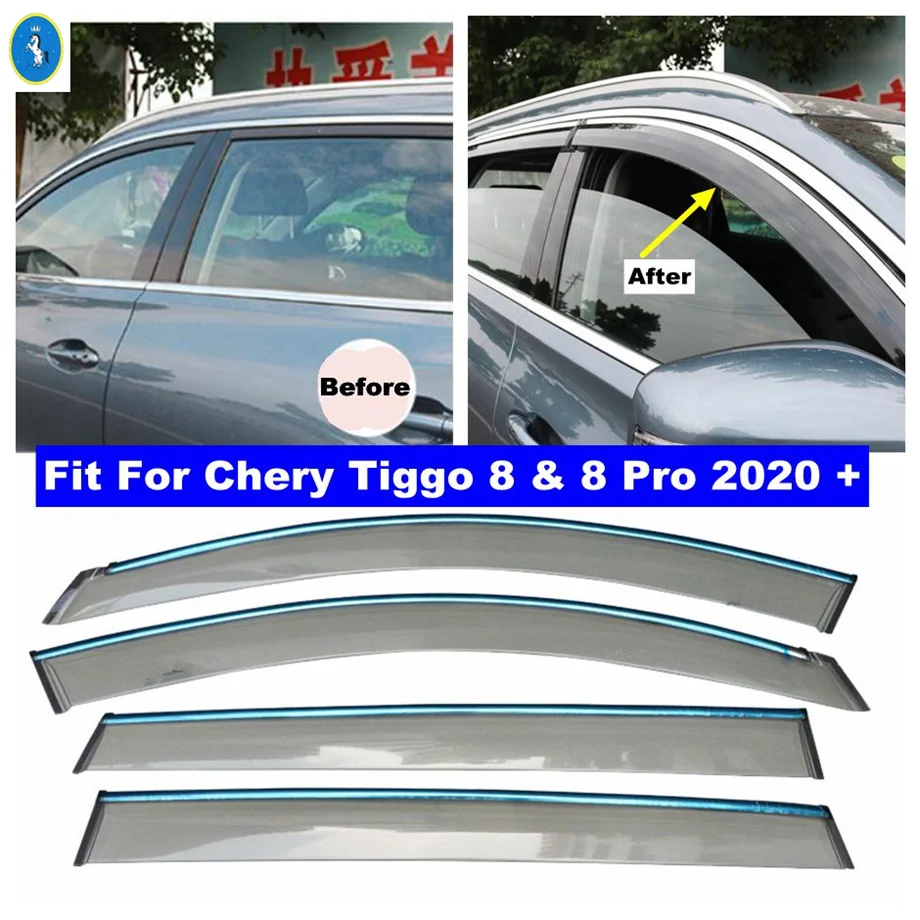 

Side Window Vent Visor Sun Rain Deflector Guard Awning Shelter Adhesive For Chery Tiggo 8 & 8 Pro 2020 - 2022 Car Accessories