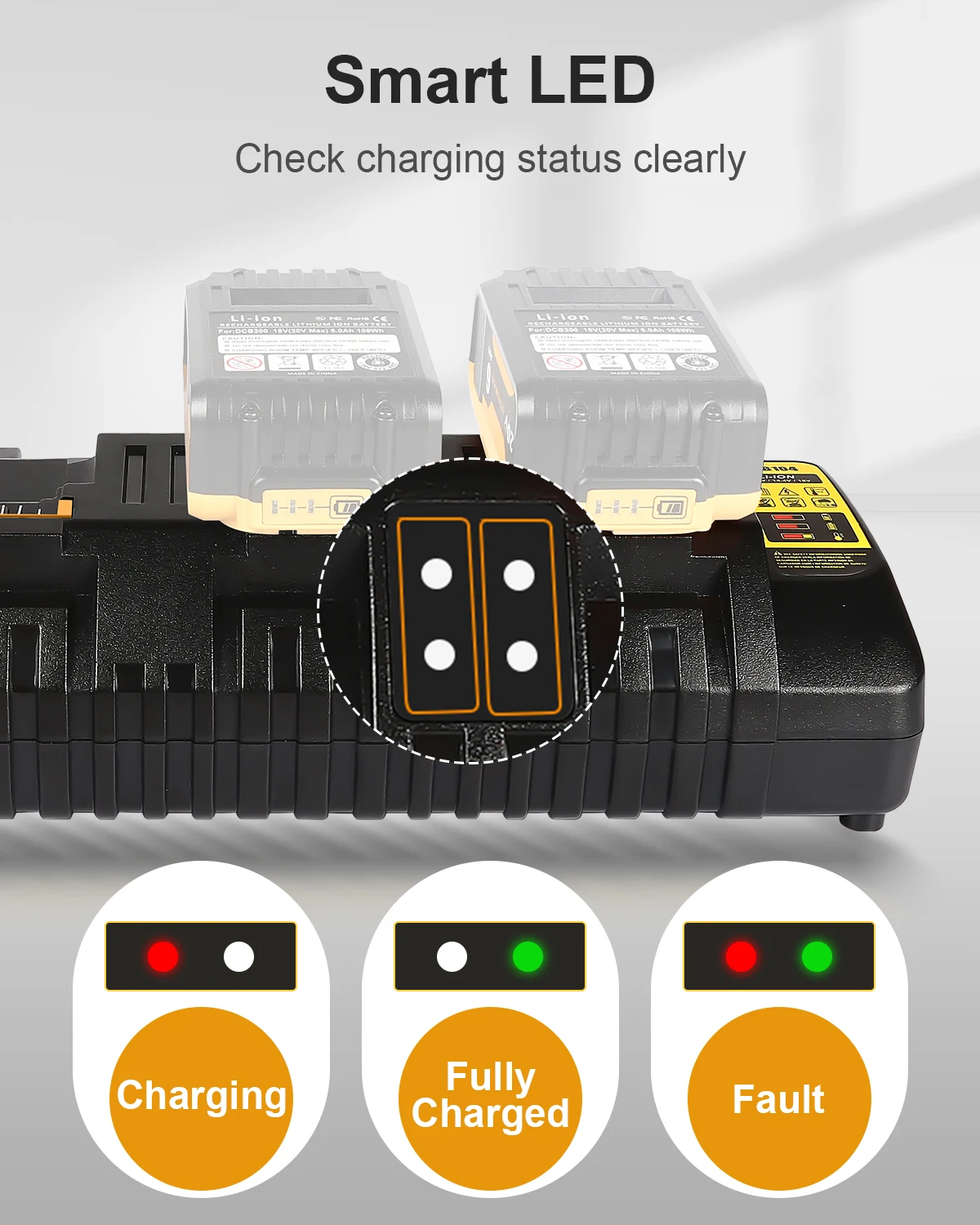 DCB104 Battery Charger for Dewalt Suitable for 4 Batteries Easy Carrying Fast Charger