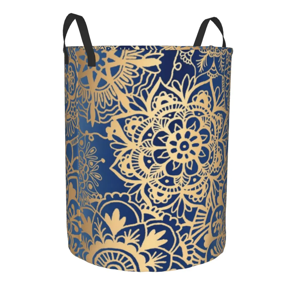 Blue Gold Mandala Laundry Hamper Large Storage Basket Buddhism Flower Girls Boys Toy Organizer