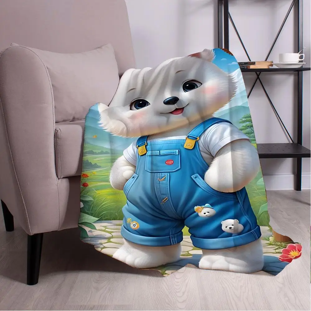 

Cute little bear Throw Blanket Aesthetic Art Flannel Blanket Portable Home Travel Camping Sofa Picnic Thickening Flannel Blanke