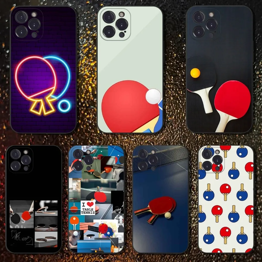 

Ping Pong Phone Case For iPhone 16,15,14,13,12,11 Plus,Pro Max,XS,X,XR,SE,Mini,8,7,Soft Silicone Black Cover