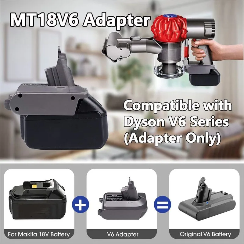 Adapter For Makita/Dewalt/Milwaukee/Bosch/Ryobi 18V Lithium Battery Adapter Converter To For Dyson V6 V7 V8 Vacuum Cleaner