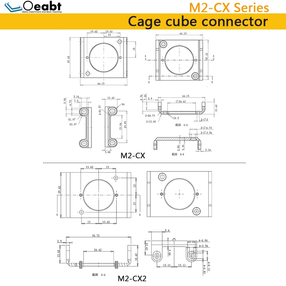 M2-CX Cage Cube Connector for Compact 30mm Cage Cube Optical Mechanical Components  Laboratory Scientific Aluminum Parts