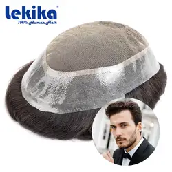 Australia Toupee Men Lace & PU Base Breathable Human Hair Wigs for Men Capillary Prosthesis Replacement Natural Hairline System