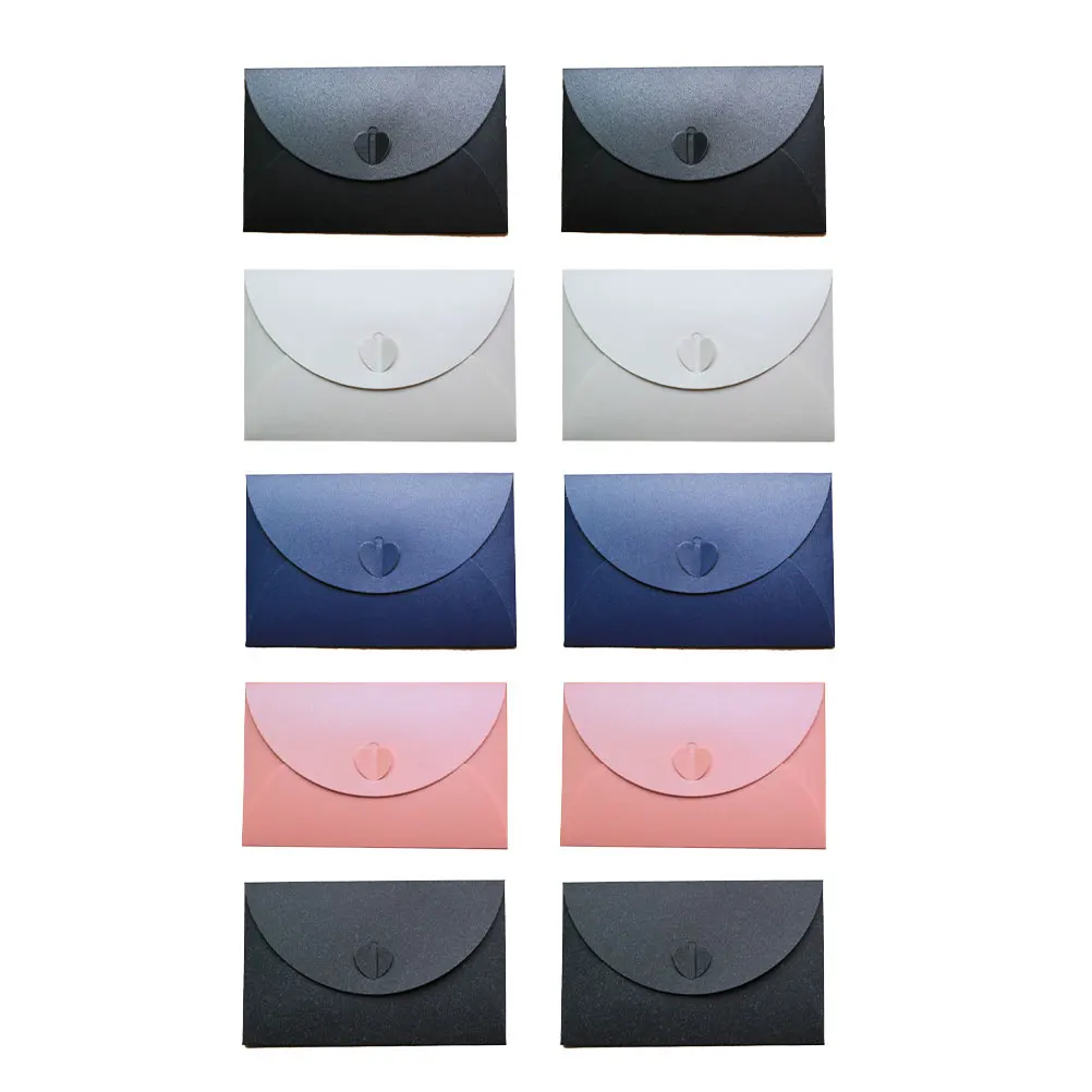 

20 pcs Heart Clasp Envelope Holder Colored Paper Storage Envelopes Postcard Name Cards Biodegradable Recyclable Gift Packaging