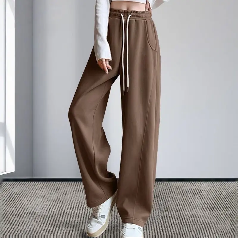 Modieuze broek met wijde pijpen Bananenbroek 2025, herfstnieuwe sportbroek met hoge taille, laat je er groter uitzien Wijde pijpen