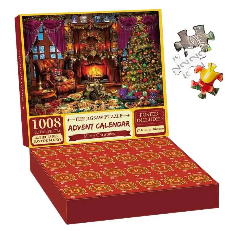 Jigsaw Puzzle Advent Calendar Home Decoration Christmas Puzzles 1008 Pieces Holiday Puzzle Christmas Puzzle Advent Calendar 24