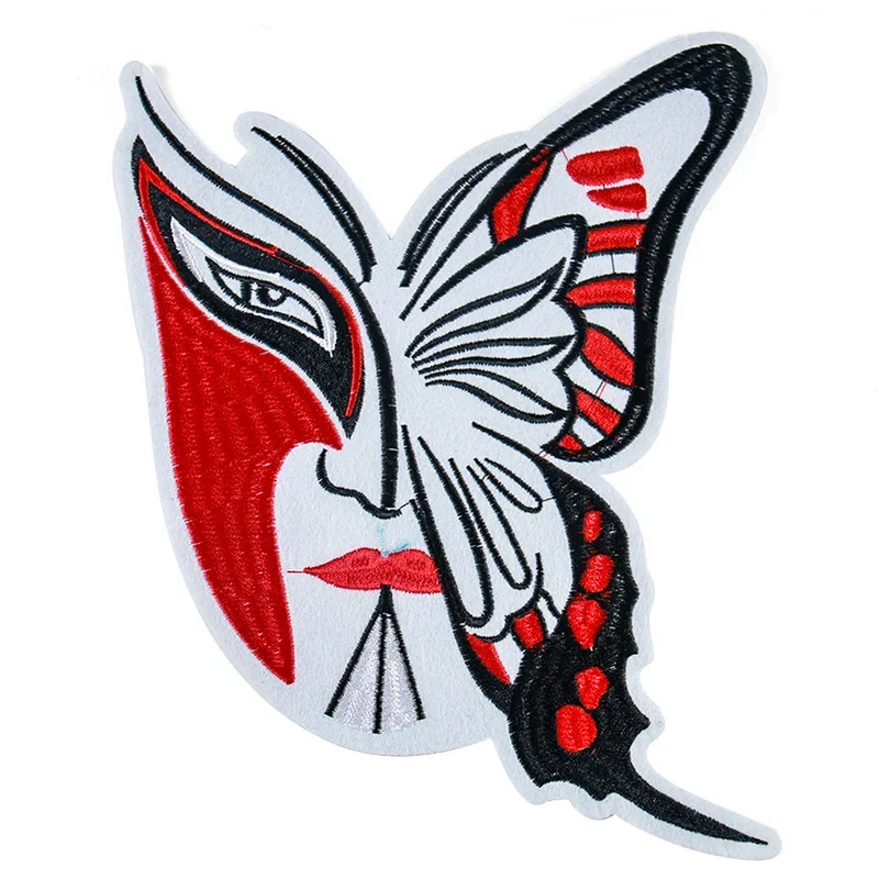 Creative Peking Opera Butterfly Patch Embroidery Applique DIY Patch Iron on Transfers for Clothing Stickers T-shirt Jacket Decor