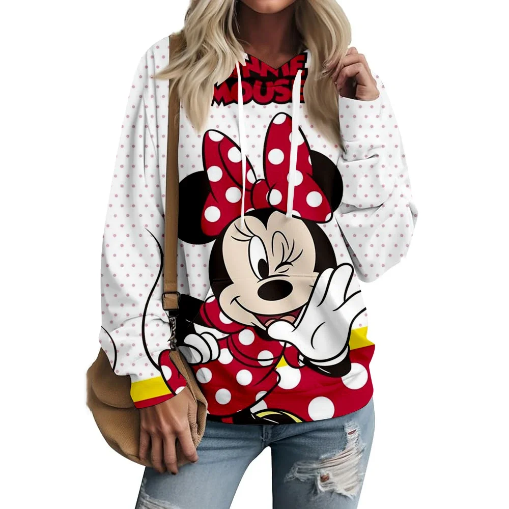 Otoño Vintage estampado Disney Mickey Mouse Minnie estampado sudaderas mujeres cuello redondo manga larga jersey Tumblr moda Jumper