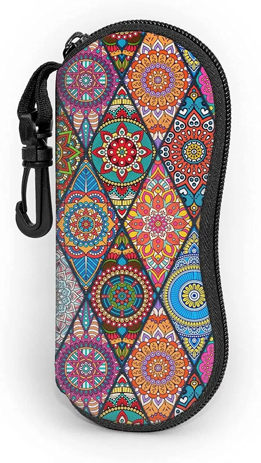 

Ethnic Bohemian Geometric Mandala Sun Petal Sunglasses Soft Case Eyeglass Zipper Glasses Case One Size