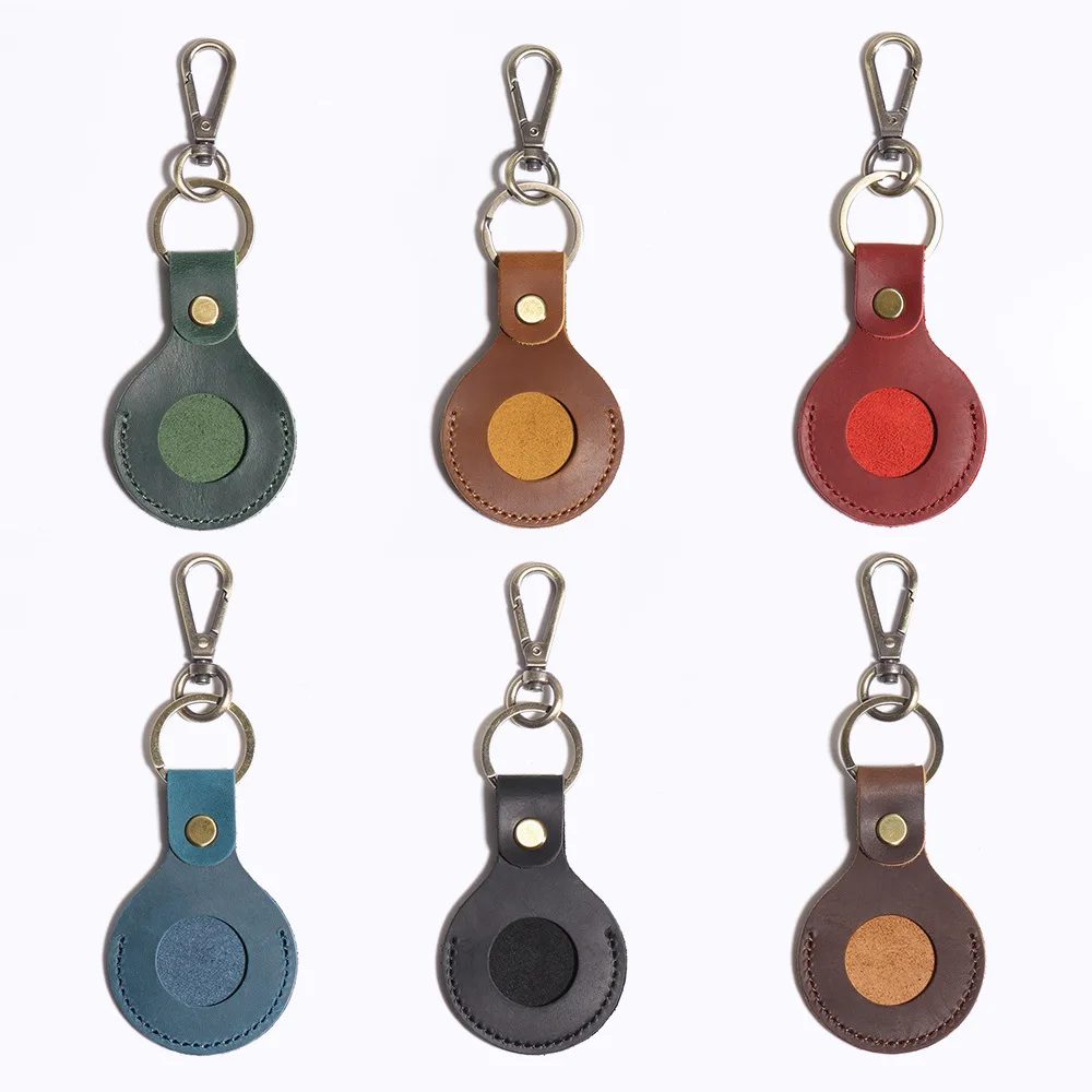 Air Tag Keychain for Apple Airtags Holder, Vintage Protective Leather Case Tracker Cover Compatible New AirTag Dog Collar - Image 2
