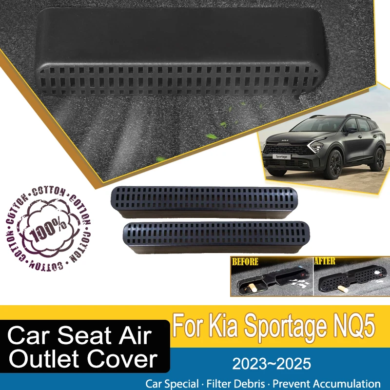 

Car Air Condition Vent Cover For Kia Sportage NQ5 2023 2024 2025 Anti-Clogging Under Seat Mouldings Outler Film Auto Accessories