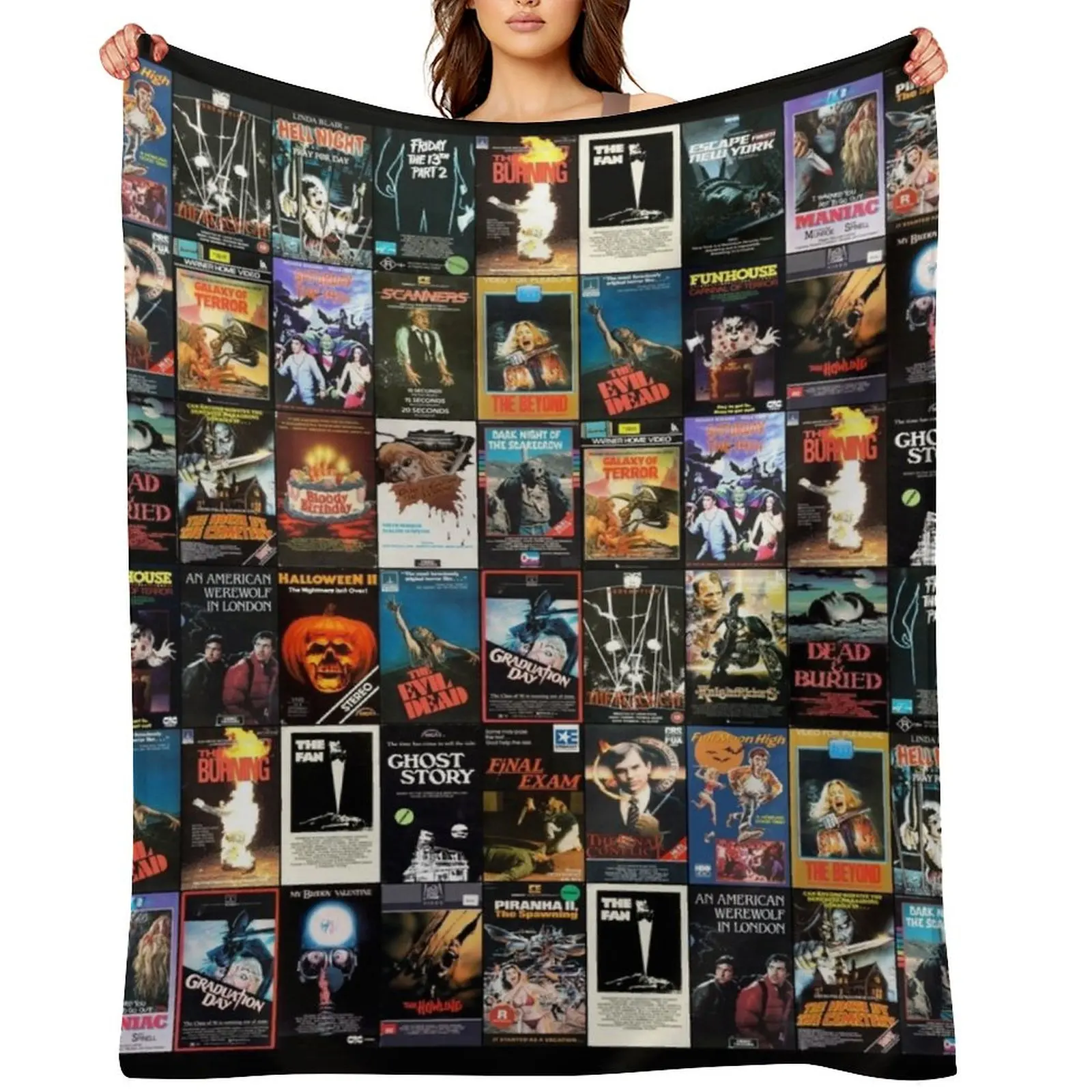 

RETRO HORROR VHS ARTWORK - 1981 Throw Blanket Soft Beach Summer Personalized Gift Blankets