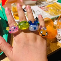 Bandai Tamagotchi Transparent Cute Ring Mametchi Kuchipatchi Memetchi Anime Characters Collection Decorations Model Toy Gifts