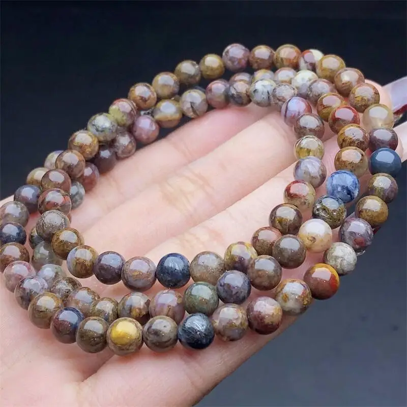 5.5MM Natural Peter Stone Triple Circle Bracelet Women Healing Gemstone Crystal Strand Bangles Jewelry Christmas Gift