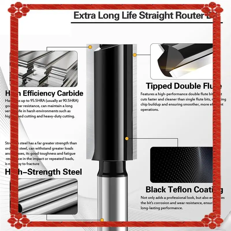 تسليم 24 ساعة 7 قطعة مجموعة لقمة توجيه مستقيمة Dado لقمة توجيه مستقيمة لأخدود النجارة-1/2 3/4 "1" 1-3/16" CL