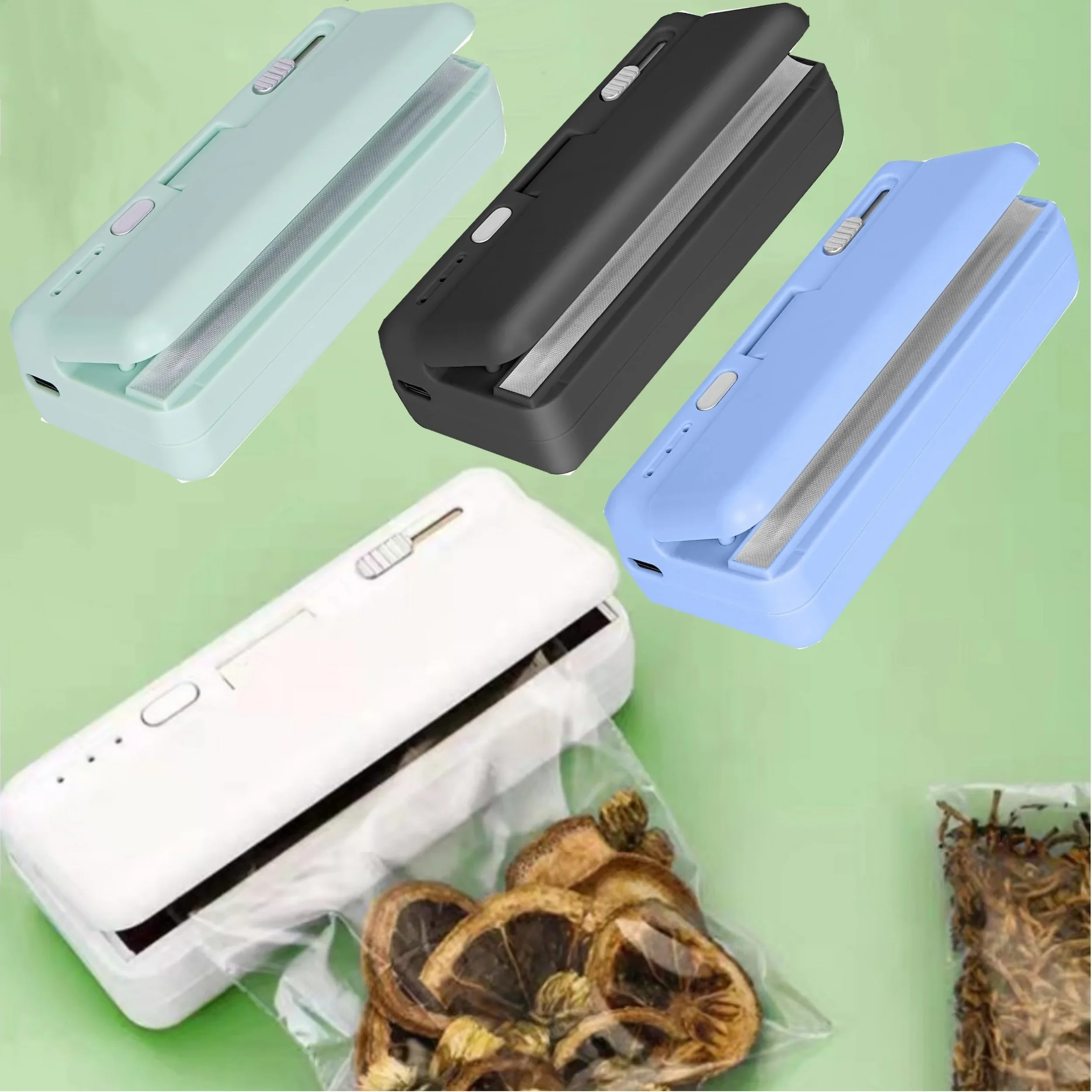 USB Rechargeable Mini Heat Plastic Food Bag Sealer Potato Chip Snacks Storage Packaging Cutter Sealing Machine Portable