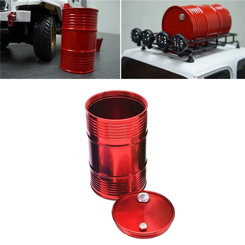 ABWE-4X contenedor de tanque de combustible de tambor de aceite de Metal para 1/10 RC4WD D90 SCX10 Rock Crawler RC accesorios de decoración de coche