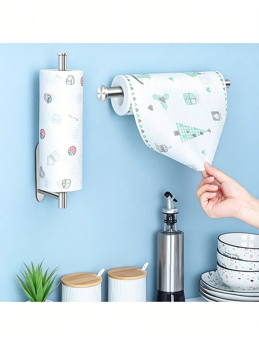 [Stock Local] Soporte Metálico para Toallas de Papel, Estante de Almacenamiento para Cocina y Baño, Organizador de Servilletas Montado en Pared o Encimera, Dorado y Negro