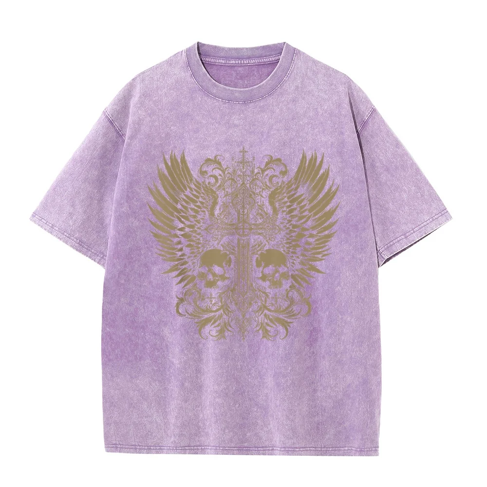Y2K Grunge Aesthetic Alt Goth Skull Cross Gothic T-Shirt Cotton T Shirt Man 캐릭터 Novità In Top E Magliette Men 5xl Tee Graphic