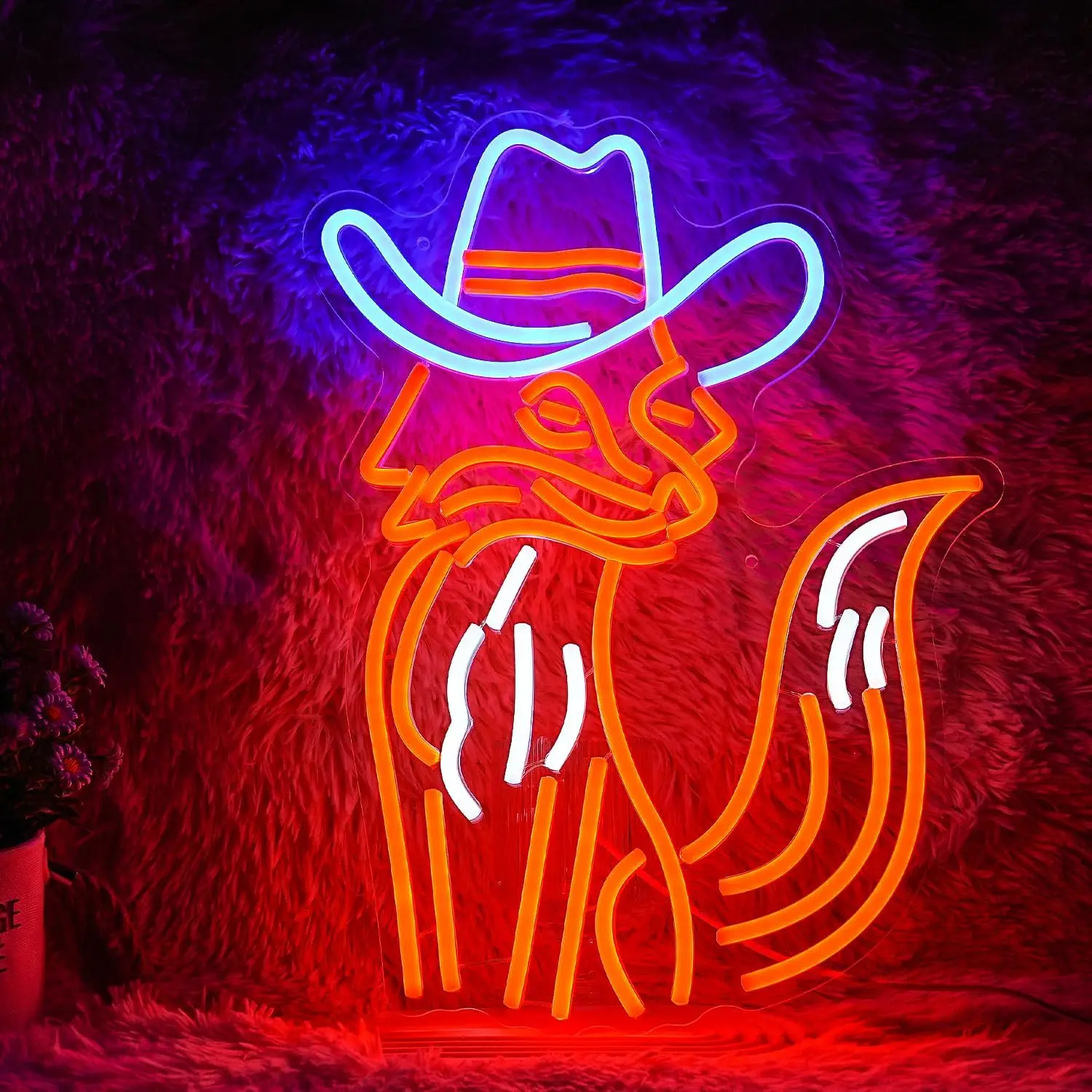 

Neon Sign Dimmable Cowboy Fox Neon Lights for Bar Bedroom Caffee Shop Man Cave Game Room Decor Aesthetics Draw Birthday Gifts
