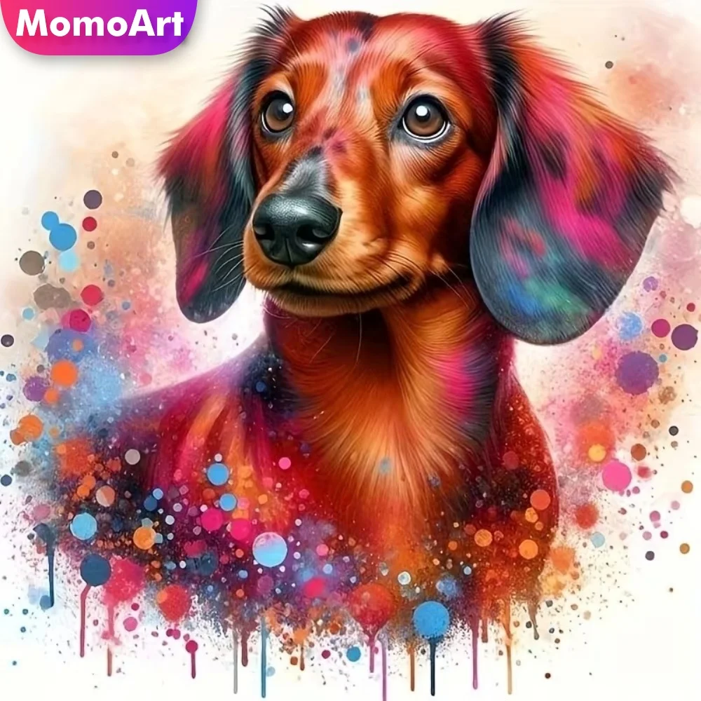 Momoart Dog Diamond Embroidery Animal Painting Picture Rhine