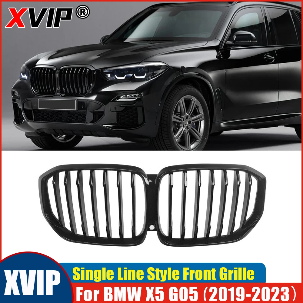 

XVIP Single Line Front Bumper Grille Glossy Black Kidney Racing Grills For BMW X5 G05 2019-2023 Grille Car Accessories