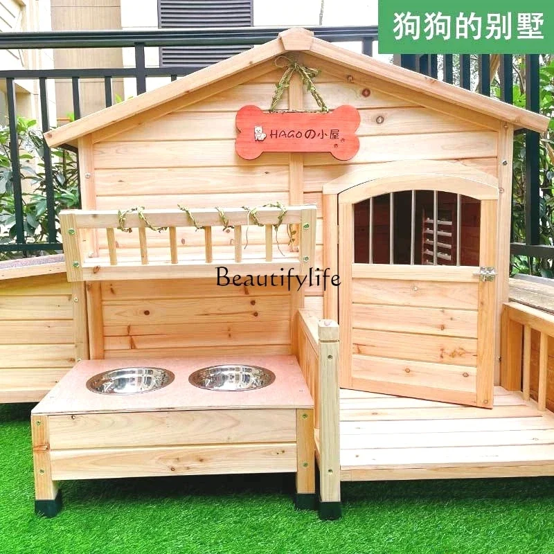 Outdoor dog house, wind and rain, all-season universal kennel, medium and large villa, sun protection