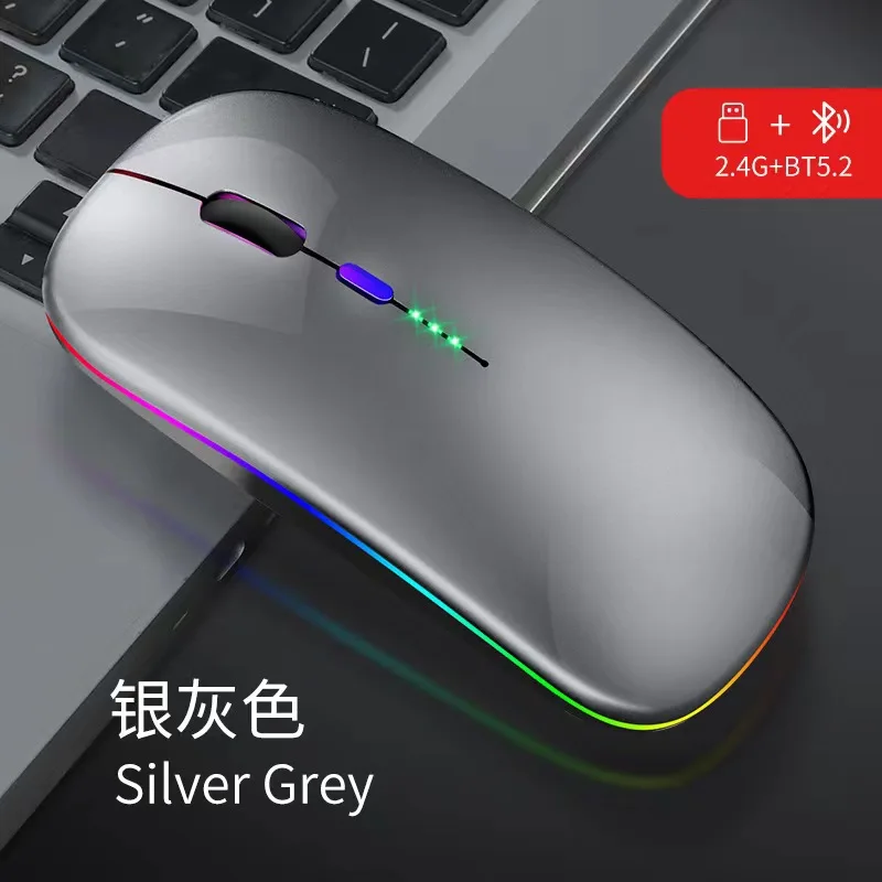 Bluetooth Wireless Mouse for Computer PC Laptop iPad Tablet with RGB Backlight Mice Ergonomic Rechargeable USB Mouse Gamer