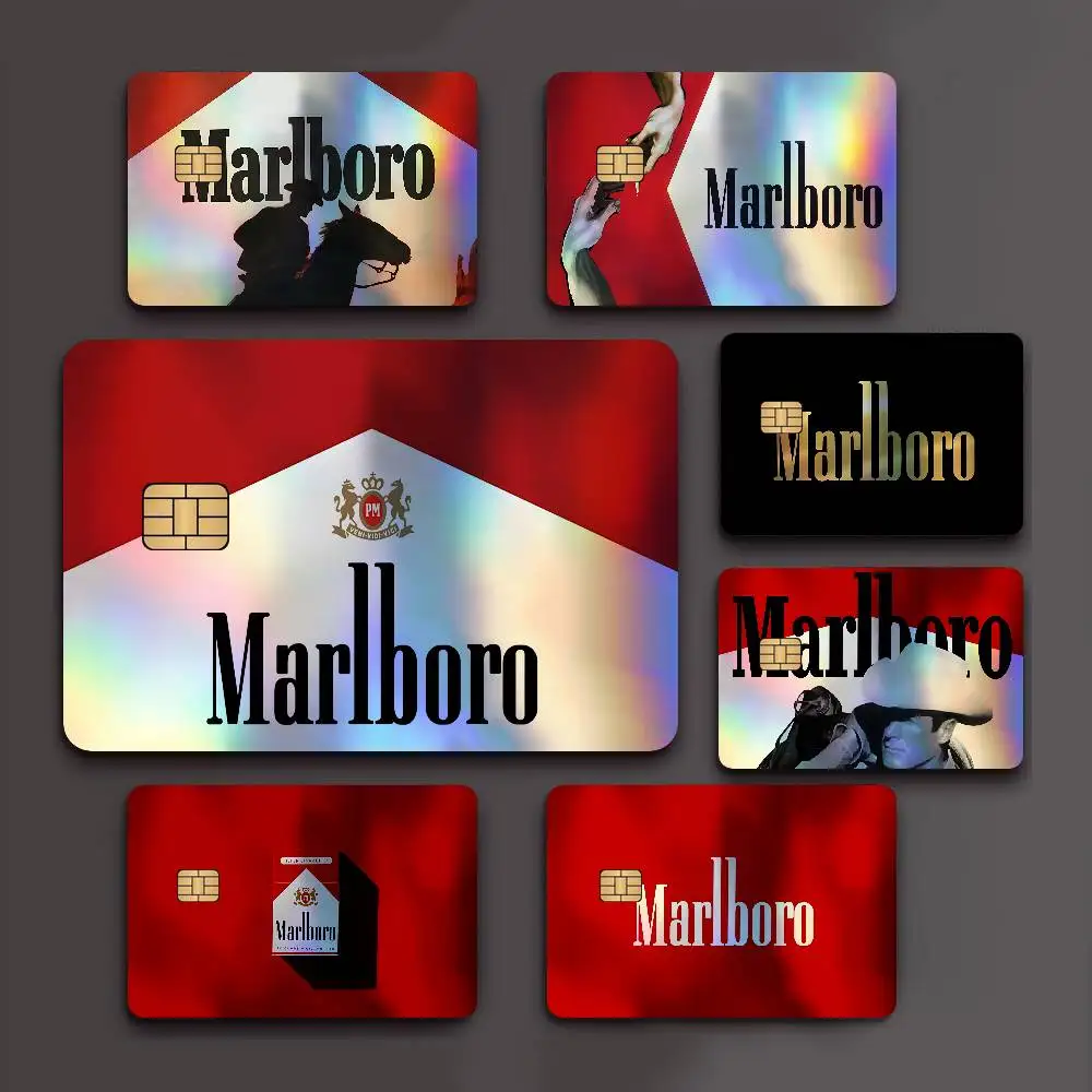 Pegatinas para Tarjetas Bancarias con Logotipo de la Marca de Moda M-Marlboro, Efecto Láser, Removibles, Decoración Estética para Tarjetas