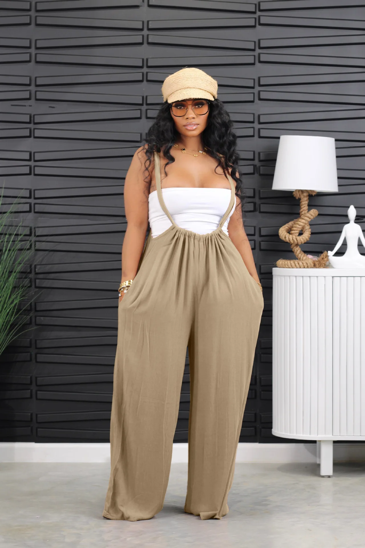 Casual Jumpsuits for Women Strap Wide Leg Straight Loose Tace Up Romper 2023 New Fashion Baggy Overalls Streetwear Pants