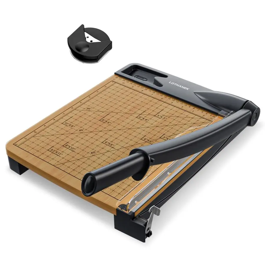 

inch Wood Guillotine Paper Cutter, Heavy Duty Wood Base Paper Trimmer with 1216 Sheets Capacity Paper Cutting Board for Classroo