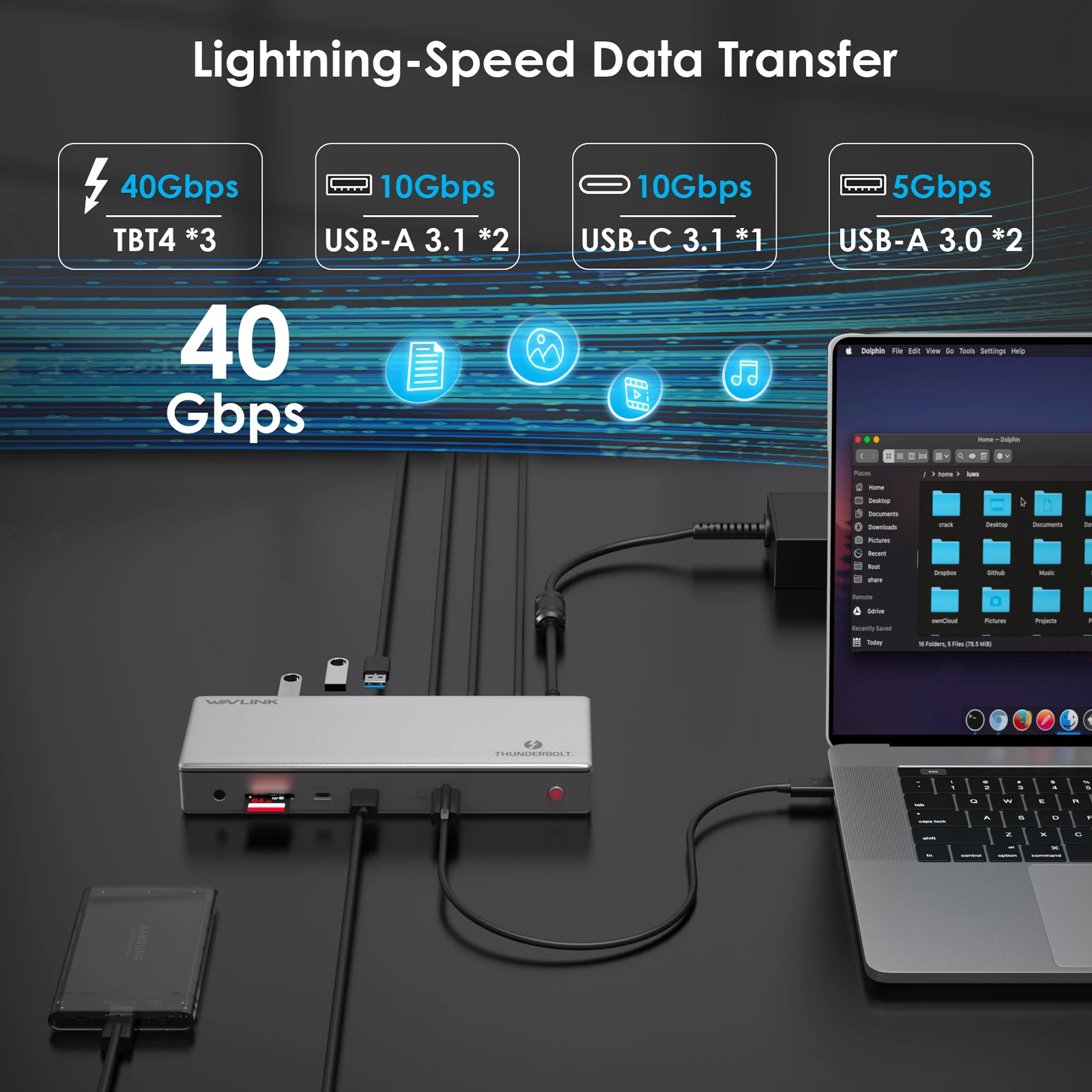 Imagem -05 - Wavlink-estação de Ancoragem Thunderbolt 8k Individual Ecrã 4k Duplo pd 98w Macbook Pro ar Thunderbolt Usb-c Doca Usb 4