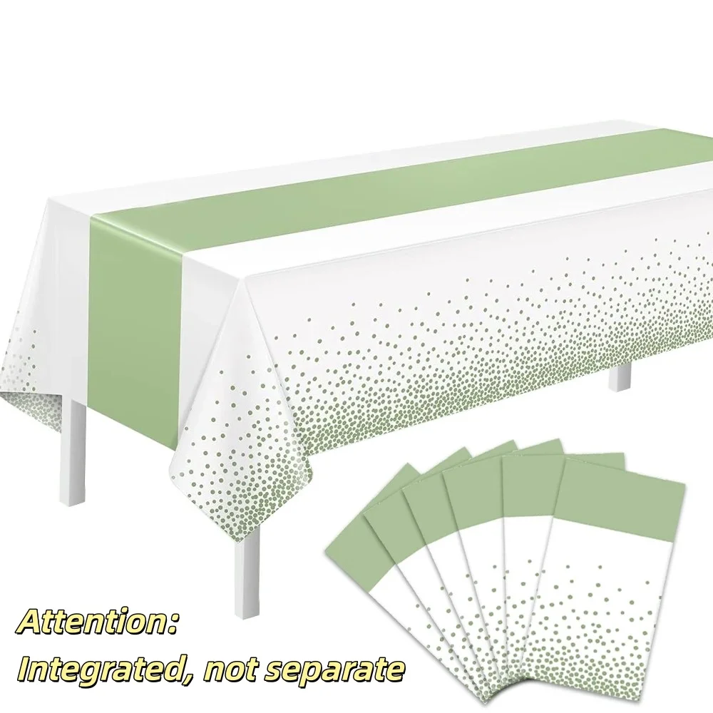 1 Stück 137 cm/53,94 Zoll Tischdecke, Dekorationen, Tischdecke, bedruckt, grüner Satin, Einweg-Tischdecken für Hochzeit, Geburtstag, Dekoration