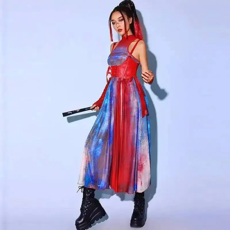 새로운 패션 드럼 댄스 의상 고대 스타일 세트 성인 여성 소녀 그룹 재즈 댄스 중국 스타일 공연 의상