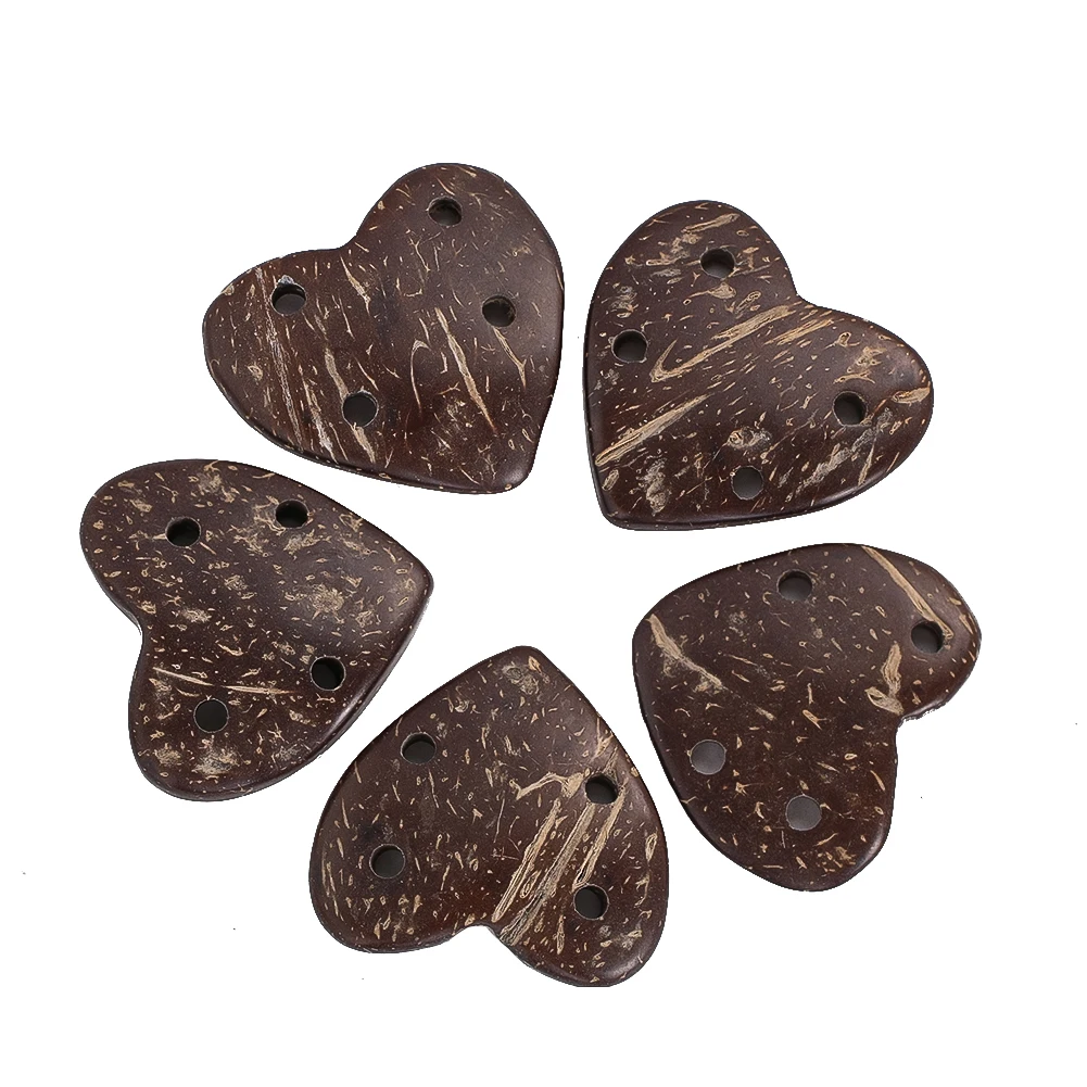 5pcs Random Four Holes Coconut Shell Material Heart Shaped Buttons Jewelry Making Accessories Jewelry Spacers Loose Beads