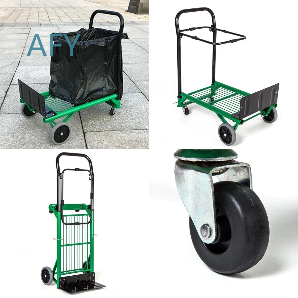 Flatbed Trolley for Forklifts Folding Portable Pallet Truck Load 90kg Small Trailer Recycling Waste Collection Cart TPR