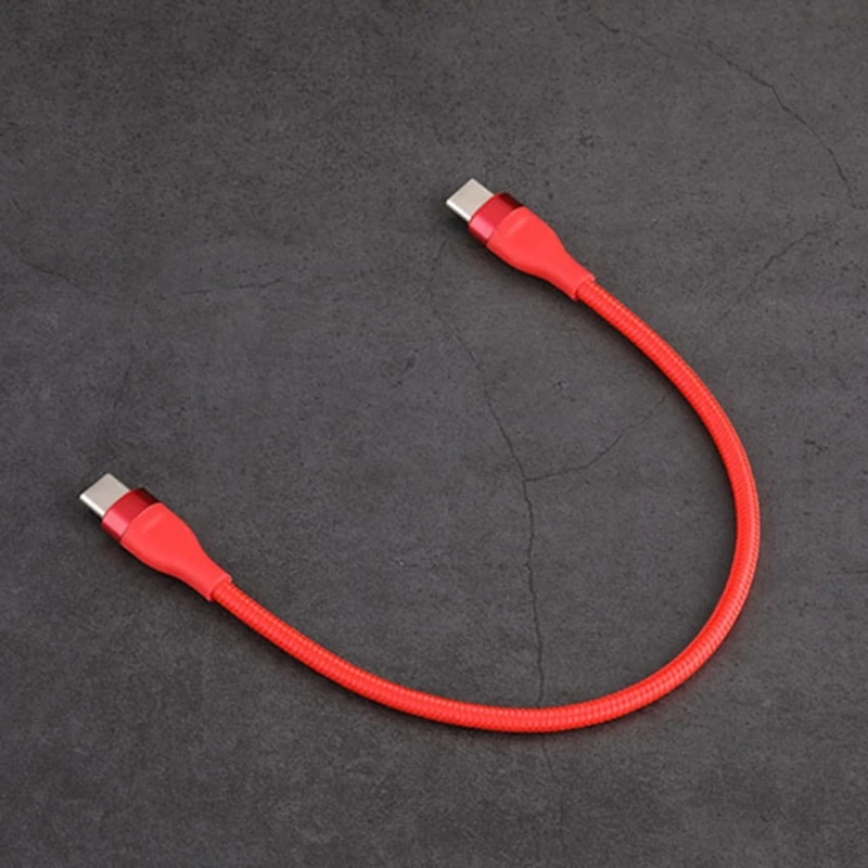 Durable Type C to Type C Charging Cable 66W Soft Braided Male to Male Quick Charge Line for Mobile Devices 25CM