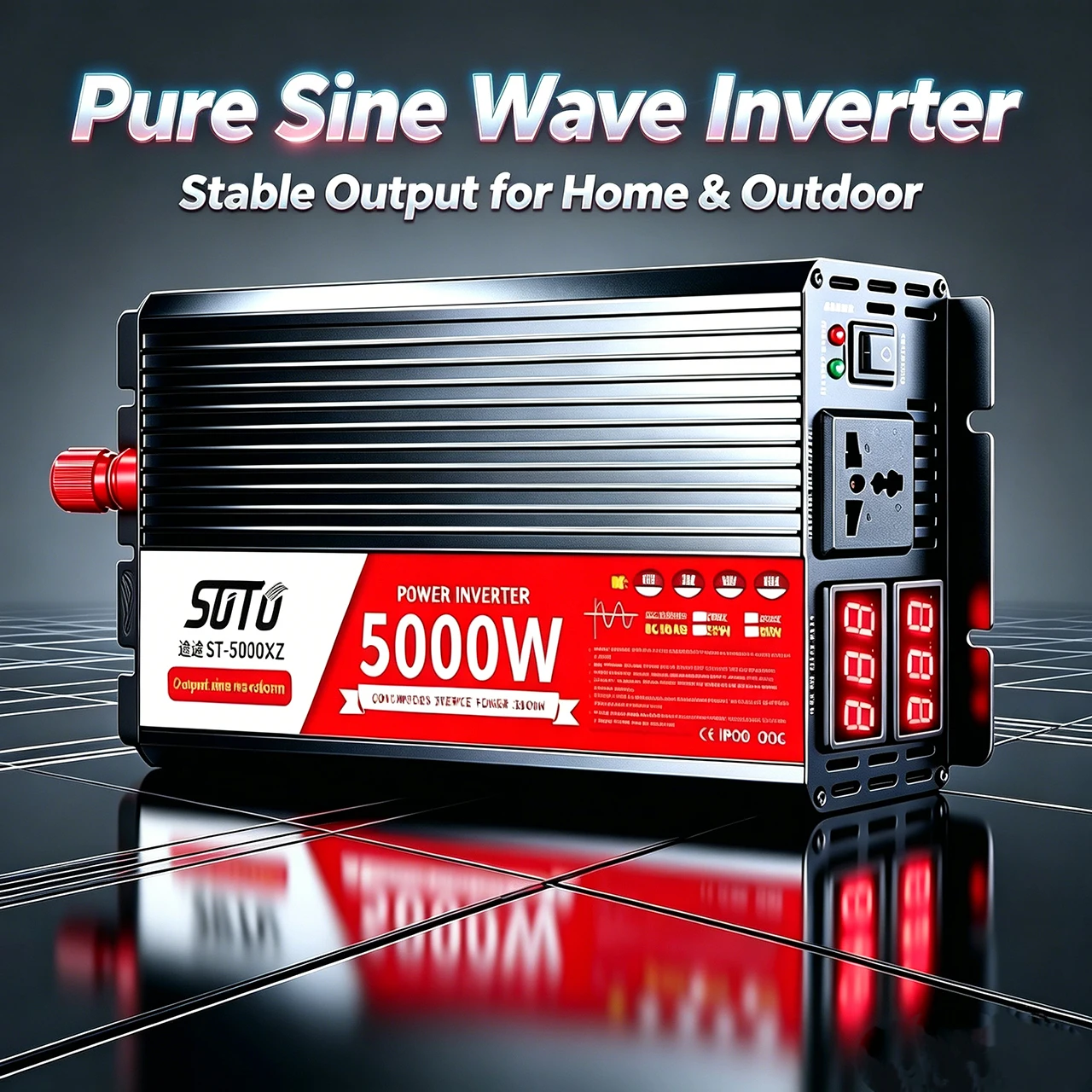 Inverter Pure Sine Wave 5000W DC 12V/24V to AC 220V 230V Voltage Transfer Converter Charging Adapter 50hz Power Inverter Univers
